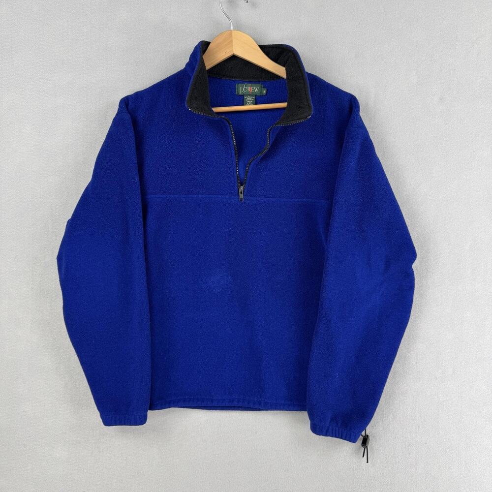 Vintage J Crew Jacket Mens Medium Blue Fleece 1/4 Zip Pullover USA Oarsman